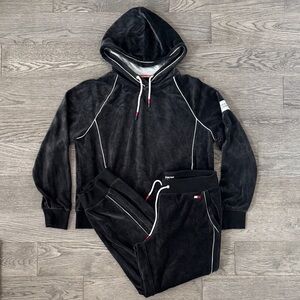 🌼TOMMY HILFIGER SPORT🌼 Black Velour Track Suit Set